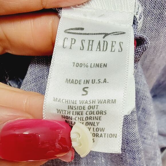 CP Shades 100% Linen Pintuck Long Sleeve Shirt Blue - Size Small - Picture 6 of 7